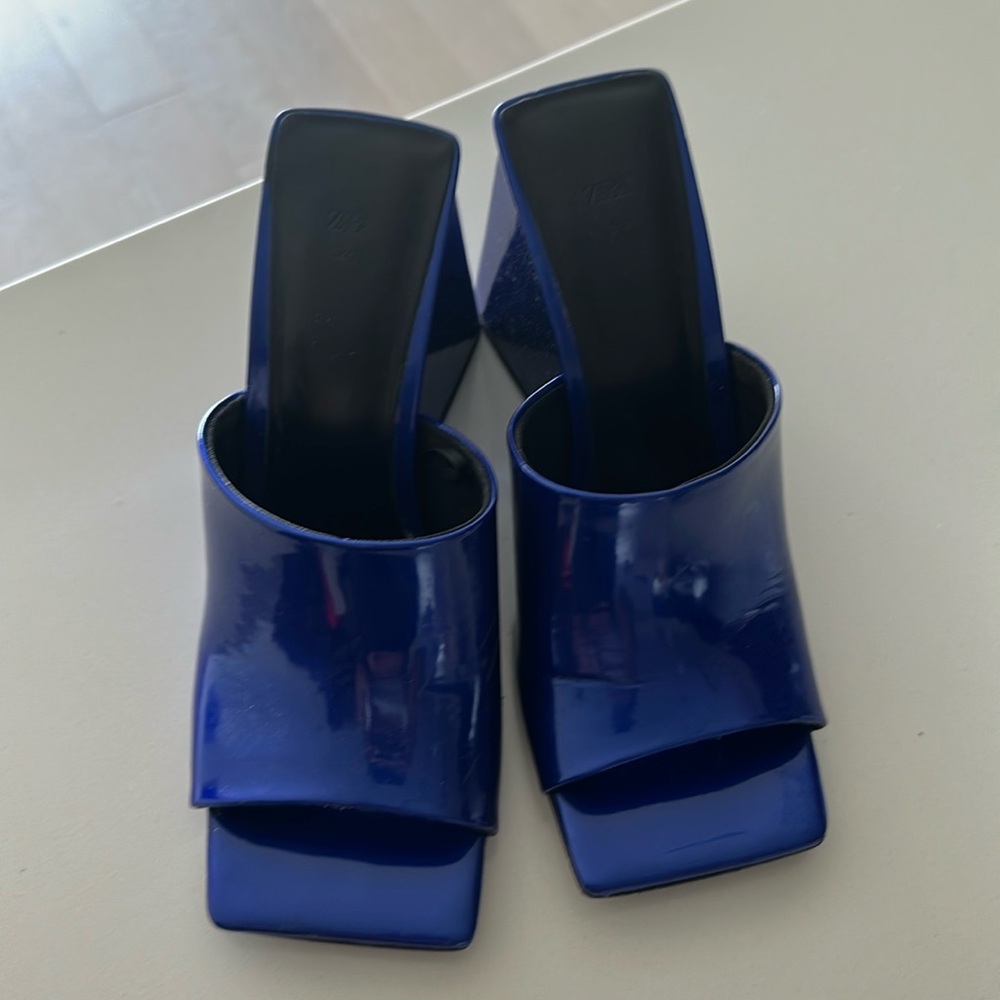 Zara Blue Women's Heels Mules - Picture 2 of 6
